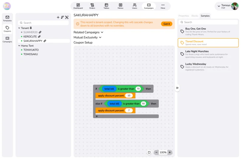 Coupons building engine design