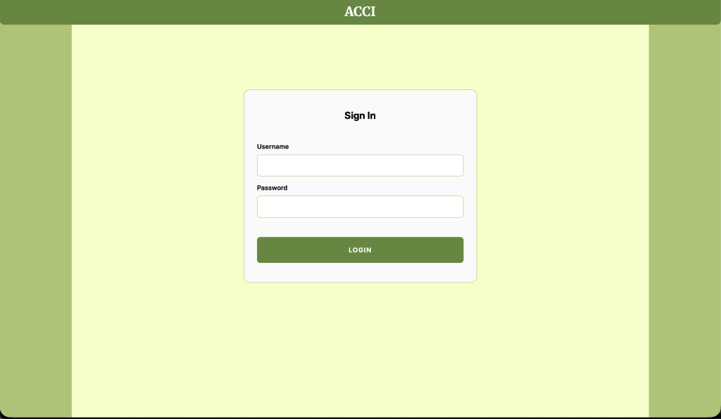 Login page